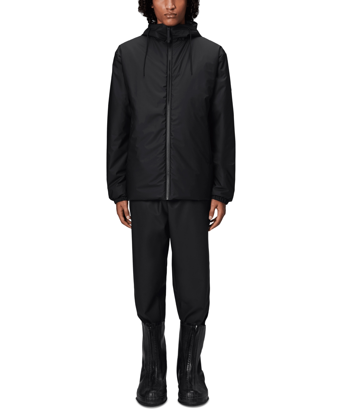 Shop Rains Men's Lohja Insulated Hooded Waterproof Jacket In Black