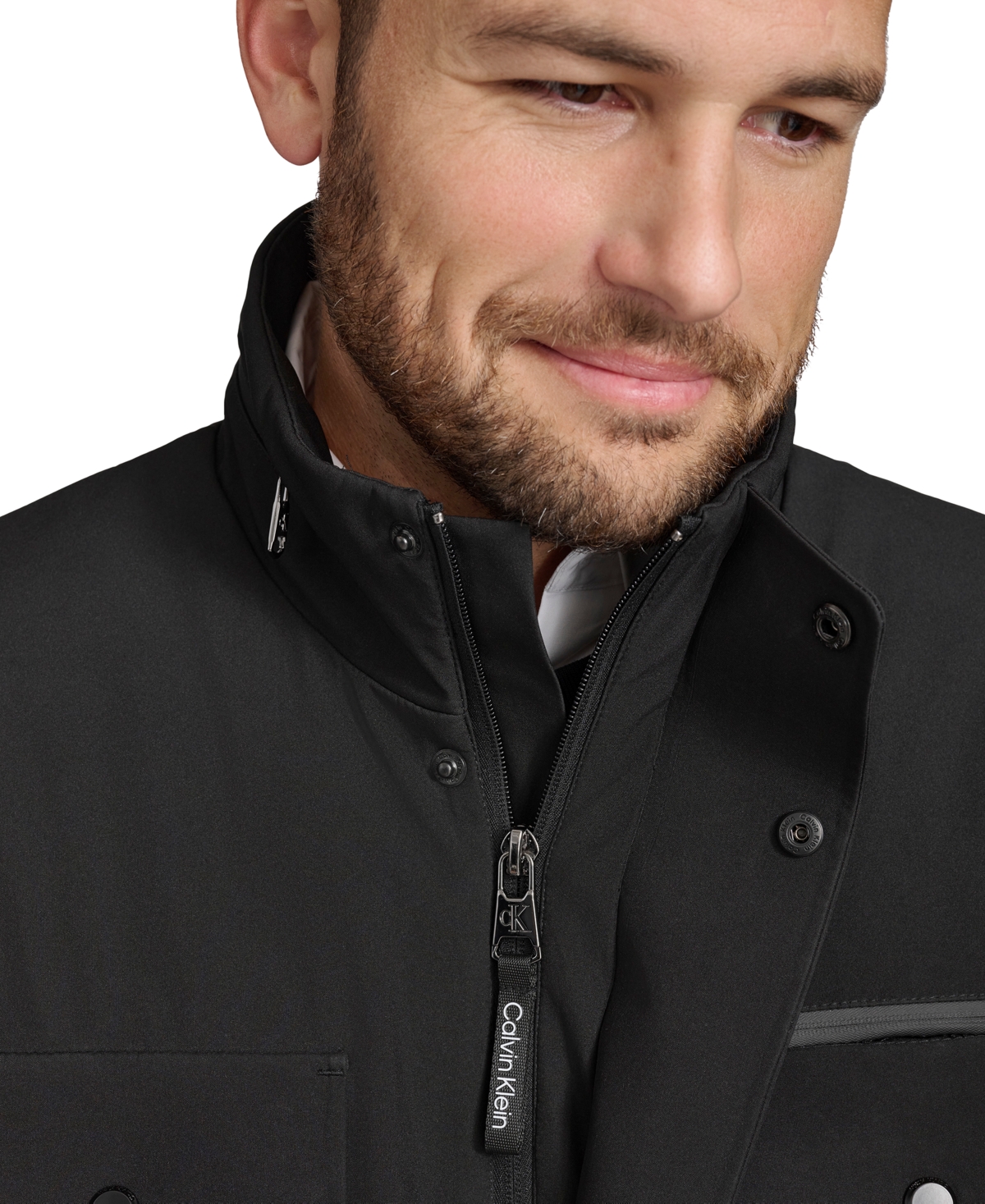 Shop Calvin Klein Men's Technical Field Jacket In Black
