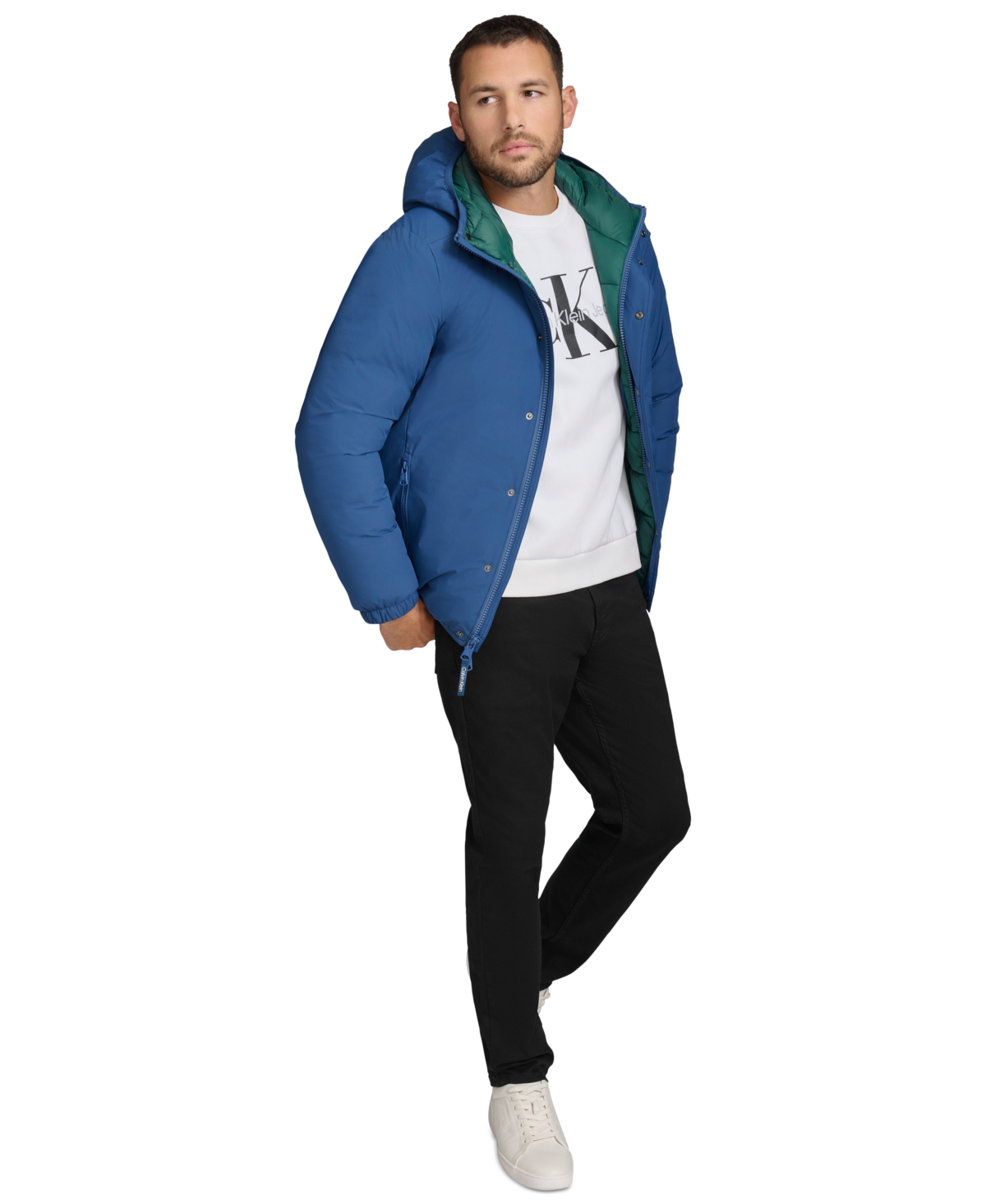 CALVIN KLEIN MEN'S RIPSTOP HOODED PUFFER JACKET 