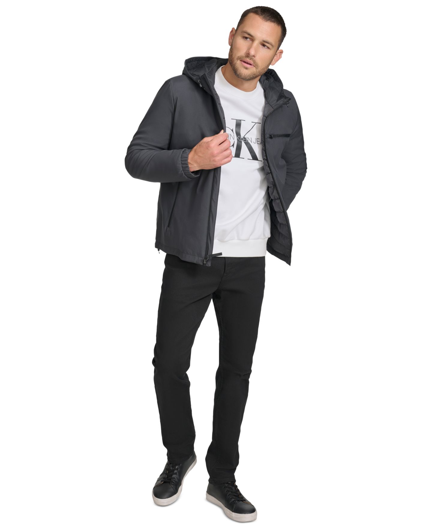 Мужская куртка Calvin Klein Infinite Stretch Water-Resistant Hooded, цвет: Железный — фото 6