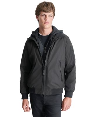 DKNY - Men's Removable Hood Water-Resistant Bomber Jacket