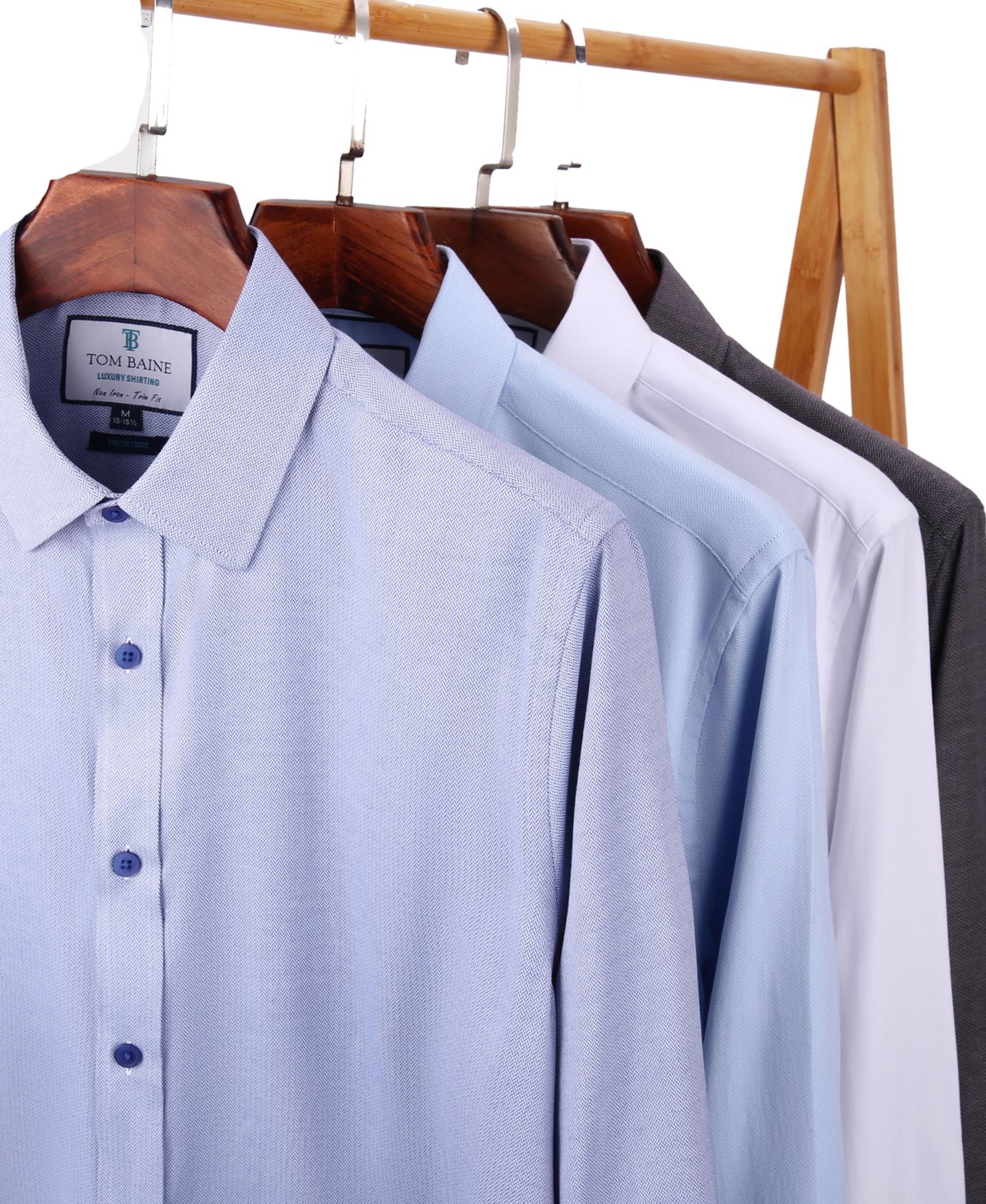 Мужская рубашка Tom Baine Four-Way Stretch Jacquard Solid Button Down Dress Shirt, цвет: Синий — фото 2