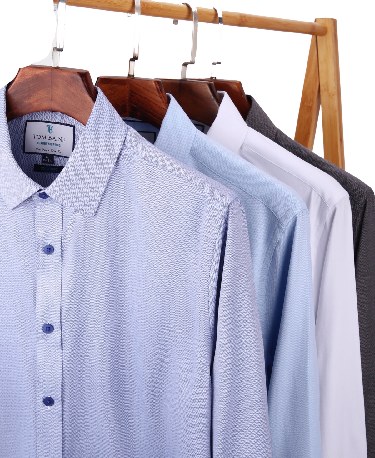 Tom Baine Men Four-way Stretch Jacquard Solid Button Down In Charcoal