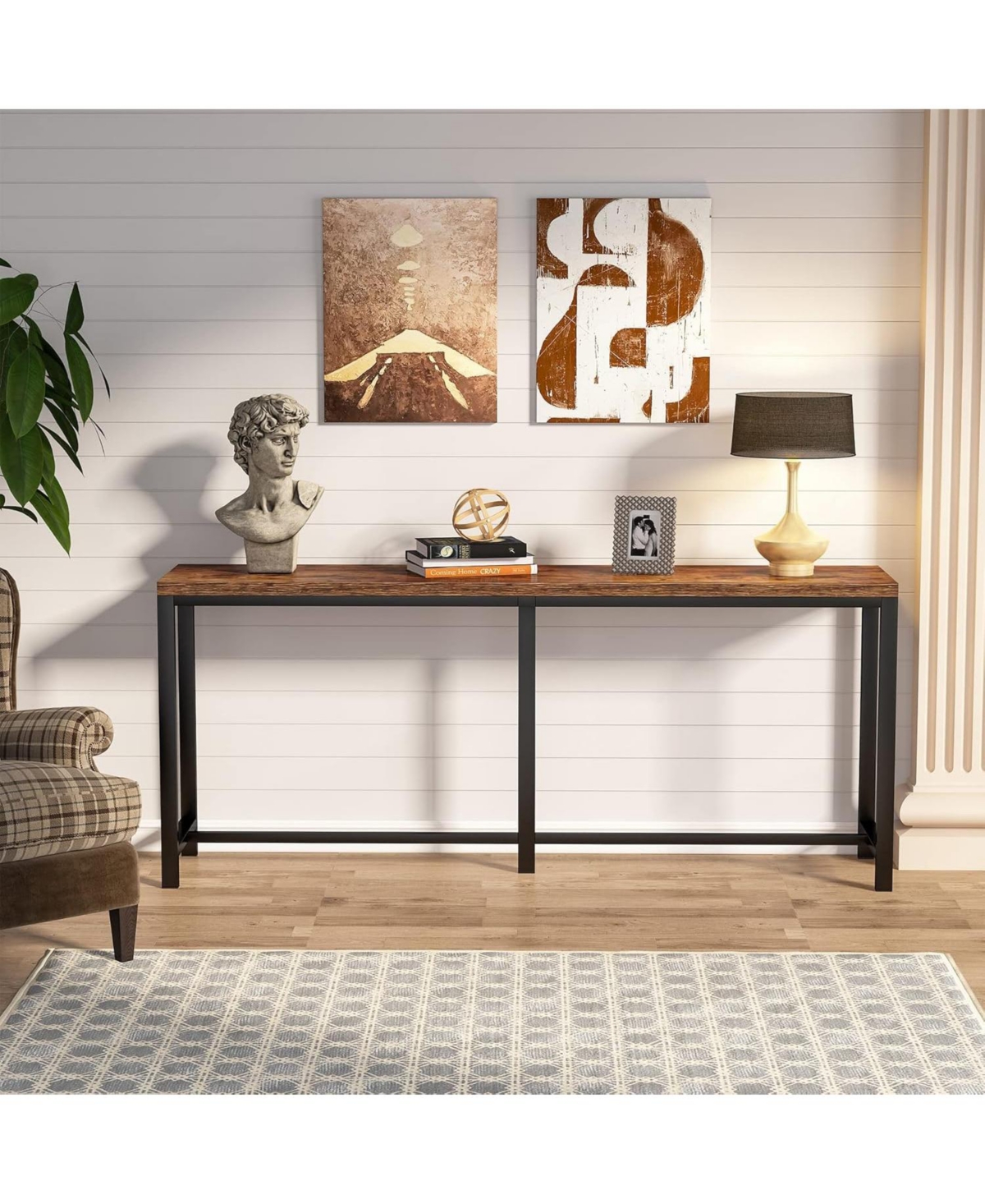 Tribesigns 70.9 inch Extra Long Sofa Table, Narrow Console Table Behind Couch, Rustic Entryway Table Industrial Skinny Hallway Table for Living Room