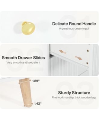 6 Drawer Dresser, 47 inch Modern White Dresser for Bedroom, Wide Large Double Dresser Wood Storage Organizer Chest of Drawers for Closet Living Room Hallway Entryway