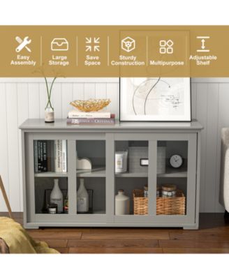 Antique Stackable with Height Adjustable Shelf Kitchen Storage Sideboard Cabinet