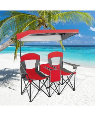 Portable Folding Camping Canopy Chairs with Cup Holder for Two