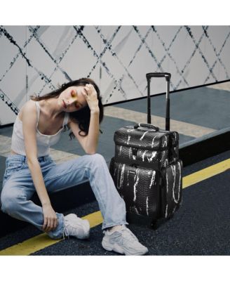 Soft Sided Rolling Makeup Train Case Cosmetic Organizer Crocodile