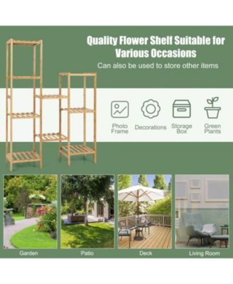 9-Tier Bamboo Plant Stand for Living Room Balcony Garden