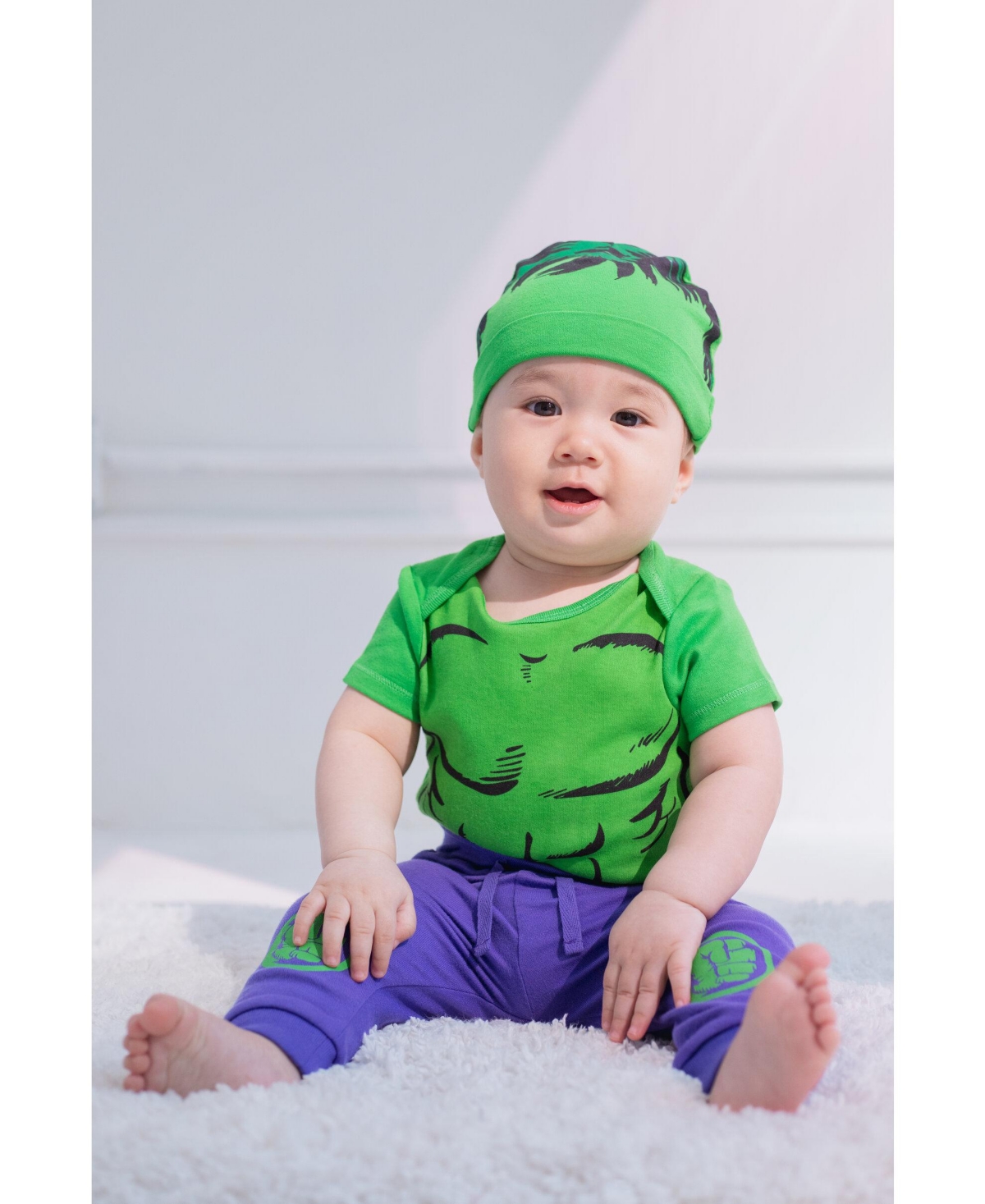 Marvel Baby Boys Avengers Black Panther Baby Cosplay Bodysuit Pants and Hat 3 Piece Outfit Set Newborn to