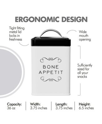 Sparky Metal Storage Treats Canister, 36 oz., White & Black - Good Dog