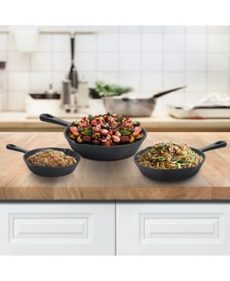 Pre-Seasoned 3 Piece Cast Iron Skillet Set