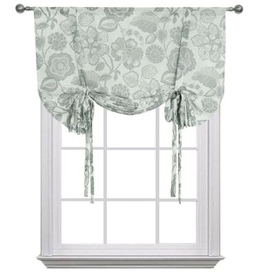 Kate Aurora Shabby Chic Floral Jacobean Sheer Single Tie Up Window Curtain Shade
