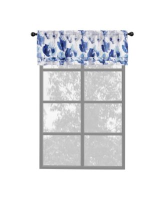 Garden Chic Watercolor Poppy Field Floral Rod Pocket Valance