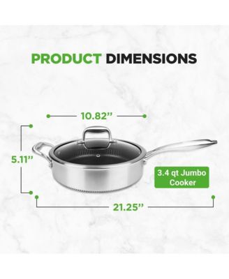Jumbo Cooker with Glass Lid - Triply Stainless Steel Cookware, DAKIN Etching Non-Stick Coating Inside and Outside