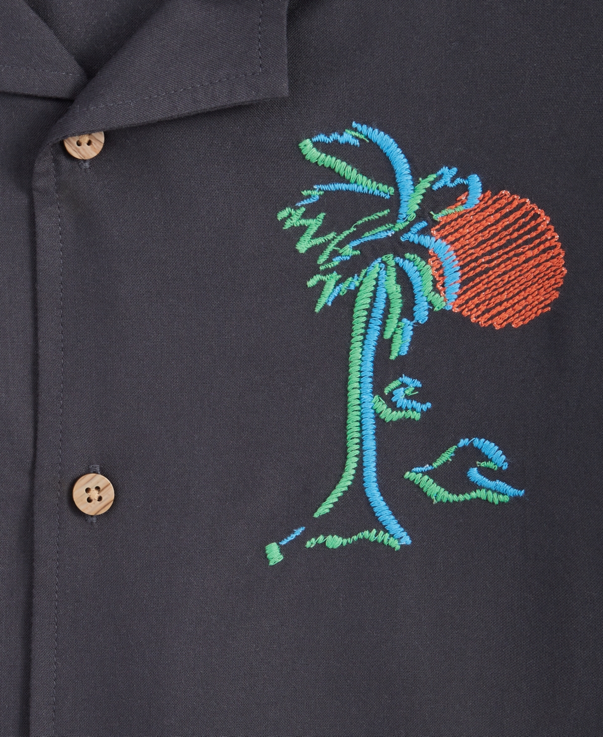 Epic Threads Little & Big Boys Palm Embroidered Short Sleeve Shirt In Grey Jewel