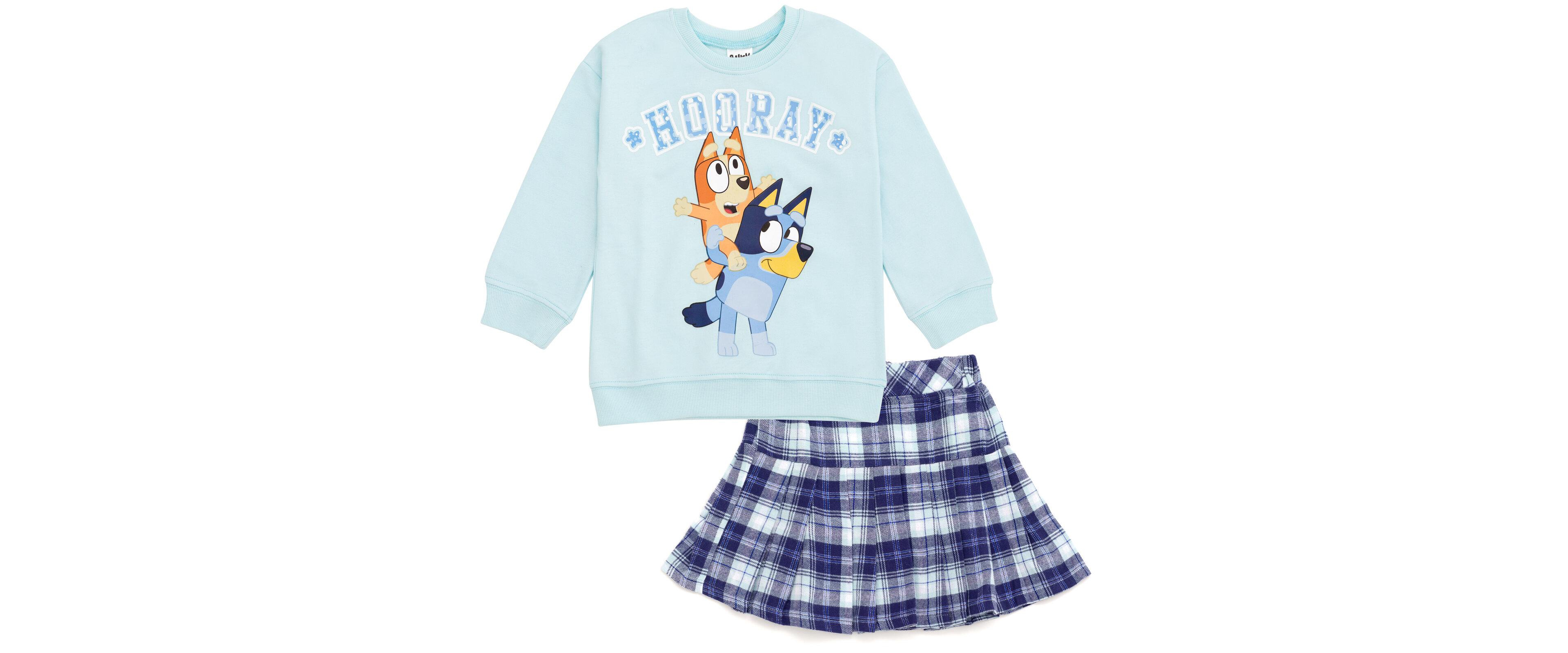Bluey Toddler Girls Fleece Sweatshirt and Pleated Skirt