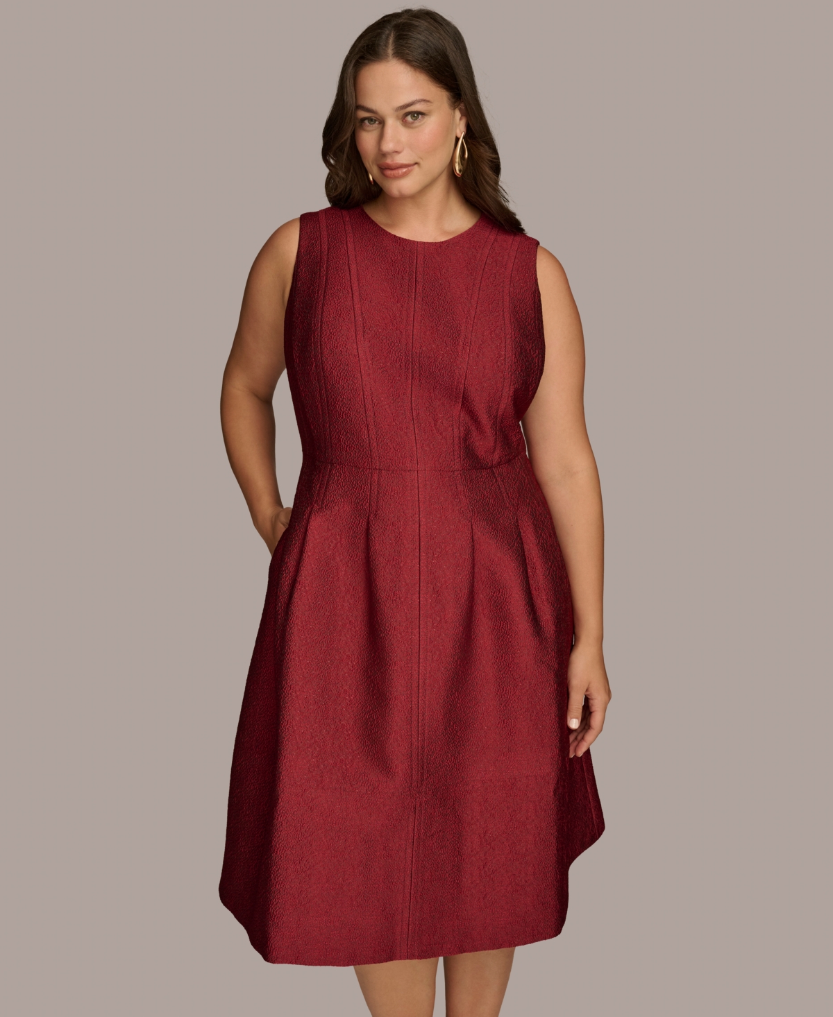 Donna Karan New York Plus Size Jacquard Fit & Flare Dress