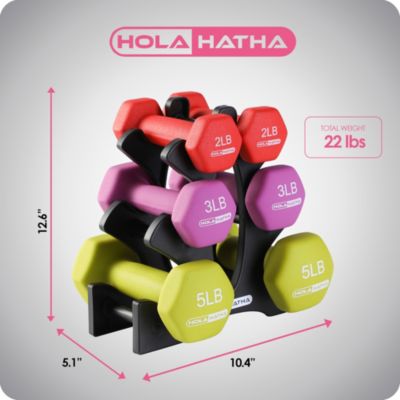 Neoprene Dumbbell Free Hand Weight Set with Rack