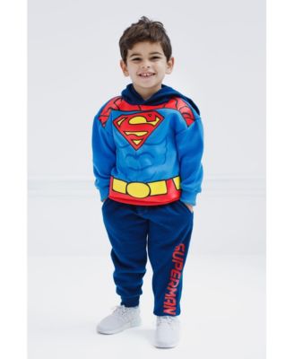 Boys DC Comics Superman Batman Fleece Pullover Hoodie and Pants Outfit Set to