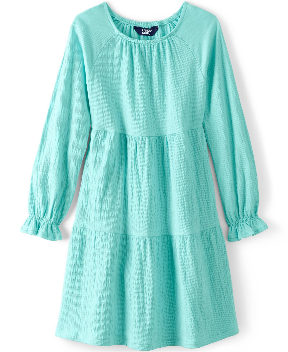 Lands' End Big Girls Plus Long Sleeve Tiered Knit Dress