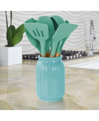  Set of 9 Silicone and Wood Cooking Utensils