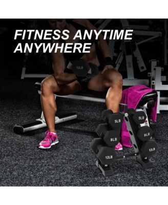 50 Pound Neoprene Coated Dumbbell Set with Stand, Black