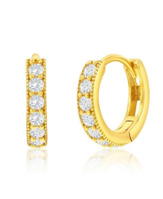 Sterling Silver Small 13mm CZ Hoop Earrings