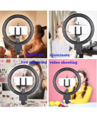 8" Dimmable LED Ring Light Floor Table Stand USB with Phone Holder for Makeup Live Stream
