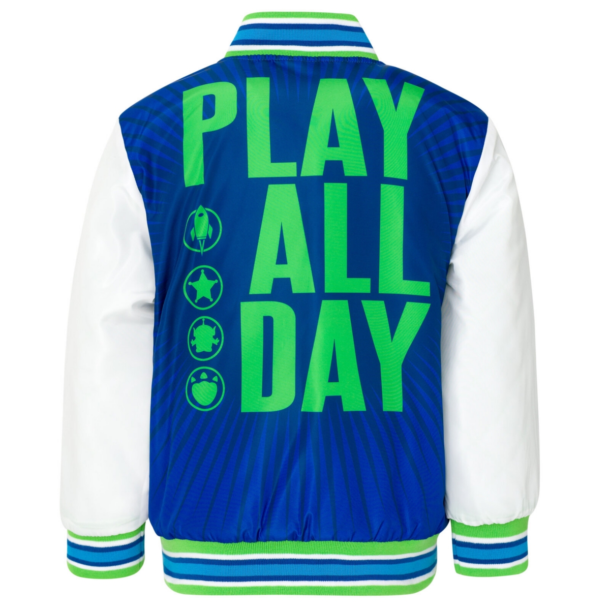 Disney Toddler Boys Toy Story Cars Zip Up Varsity Bomber Jacket to (2T - 7-8) -/ green / white