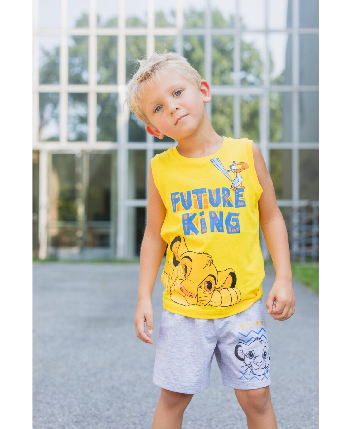Disney Toddler Boys Lion King Toy Story Mickey Mouse Cars T-Shirt Tank Top and French Terry Shorts 3 Piece Outfit Set to