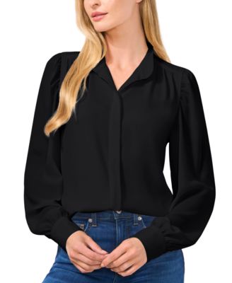 CeCe - Women's Stand-Collar Long-Sleeve Blouse