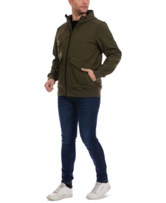 Men's Diamond Quilted Hooded Softshell Bomber Jacket