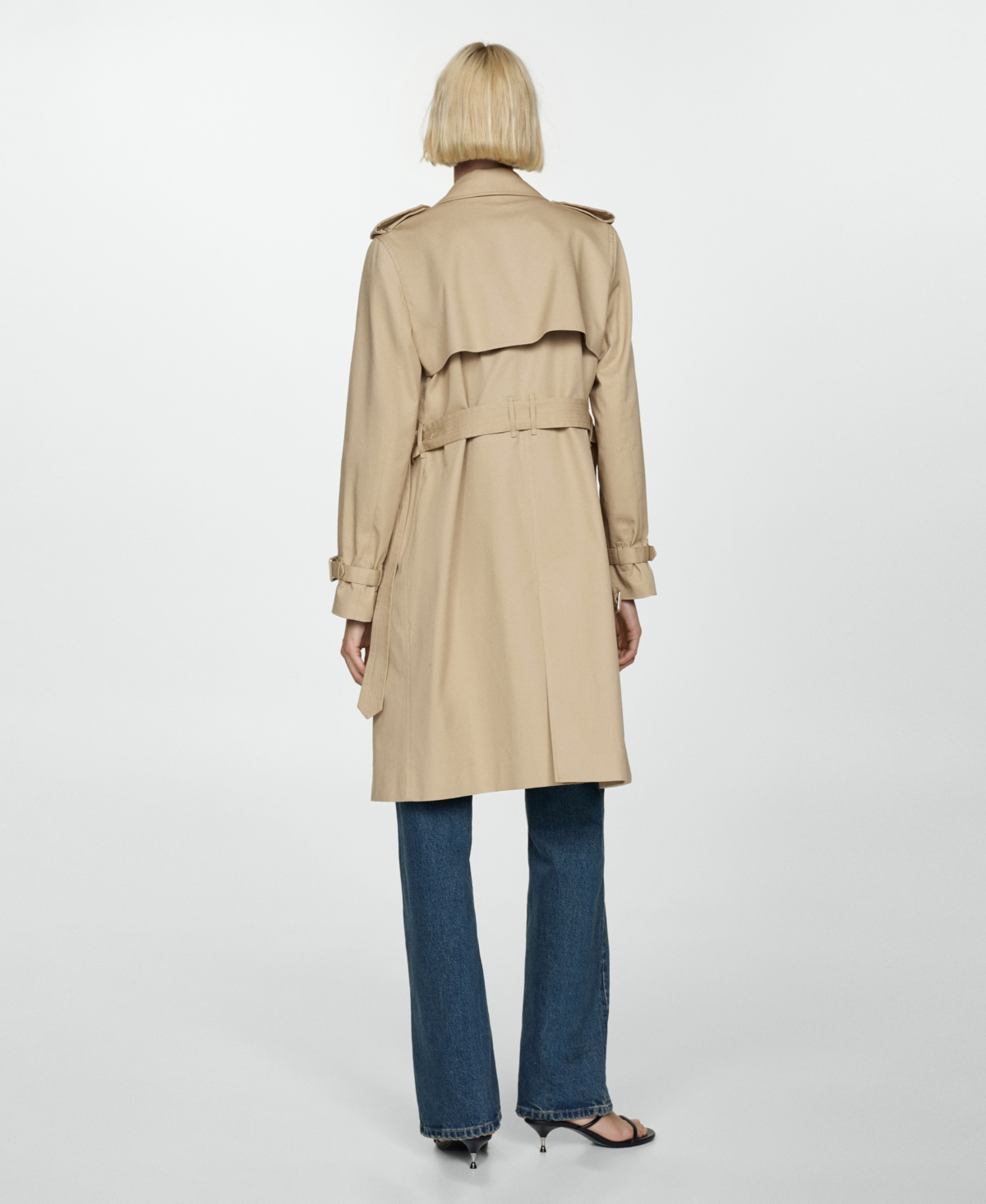 Mango Women's Belt Detail Classic Trench Coat