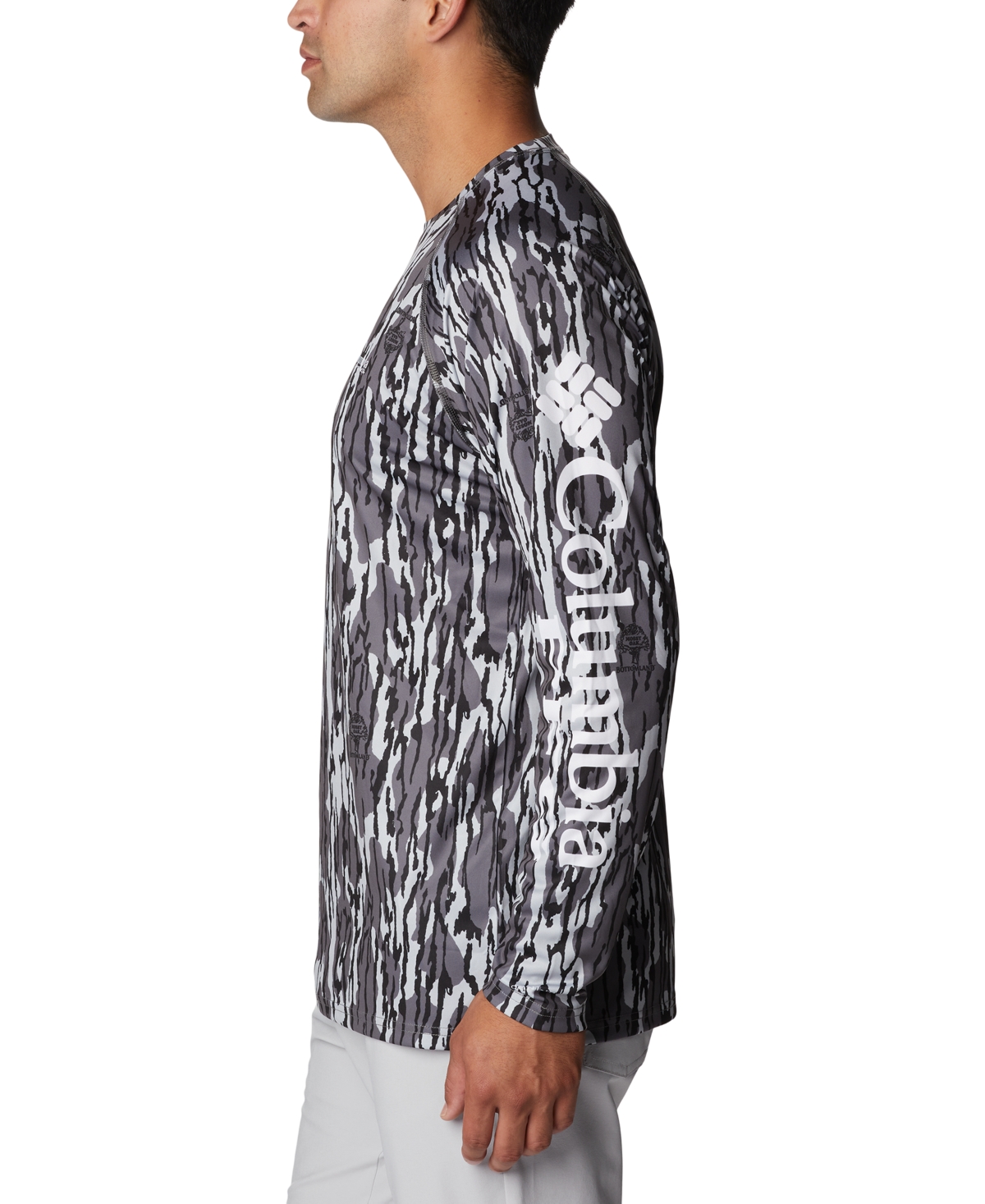 Shop Columbia Men's Pfg Super Terminal Tackle Long Sleeve Shirt In Cool Grey Mossy Oak Bottomland