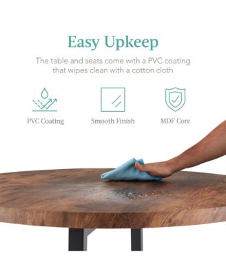 5-Piece Modern Round Counter Height Dining Set w/ 4 Chairs, 1.5in Thick Table