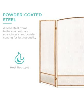3-Panel Steel Mesh Fireplace Screen, Spark Guard