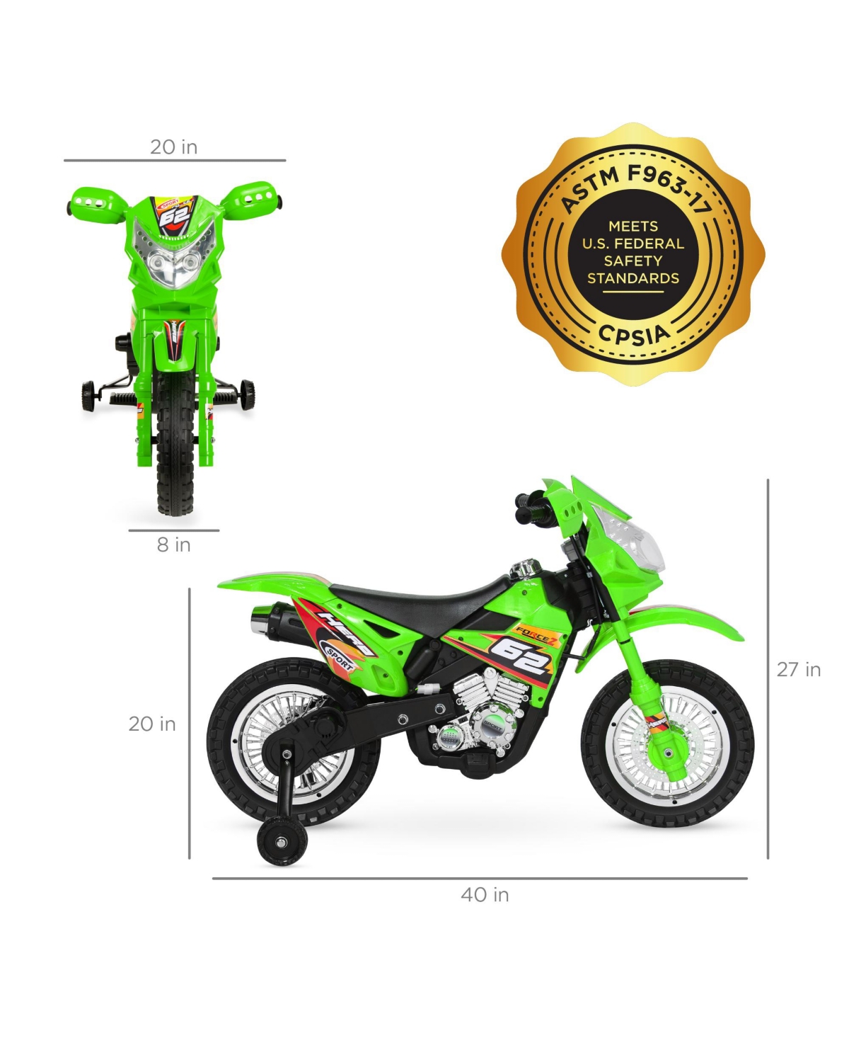 Best Choice Products 6V Kids Electric Battery Powered Ride On Motorcycle w/ Training Wheels, Lights, Music