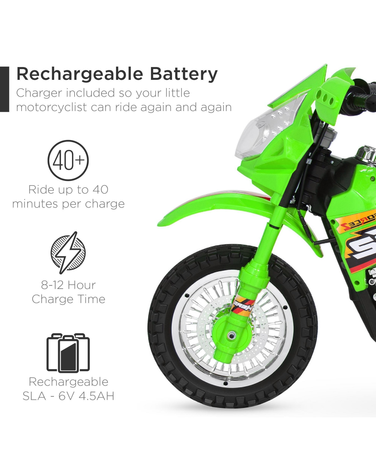 Best Choice Products 6V Kids Electric Battery Powered Ride On Motorcycle w/ Training Wheels, Lights, Music