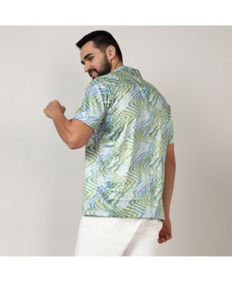 Men's Grass Green & Navy Blue Ripple Shirt