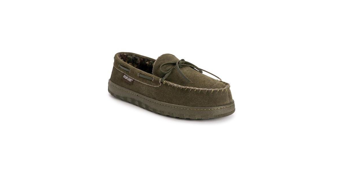 Men's Paul Printed Berber Suede Moccasin Slippers - Olive