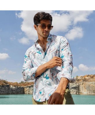 Men's Sky Blue & Ivory White Fluid Fade Shirt