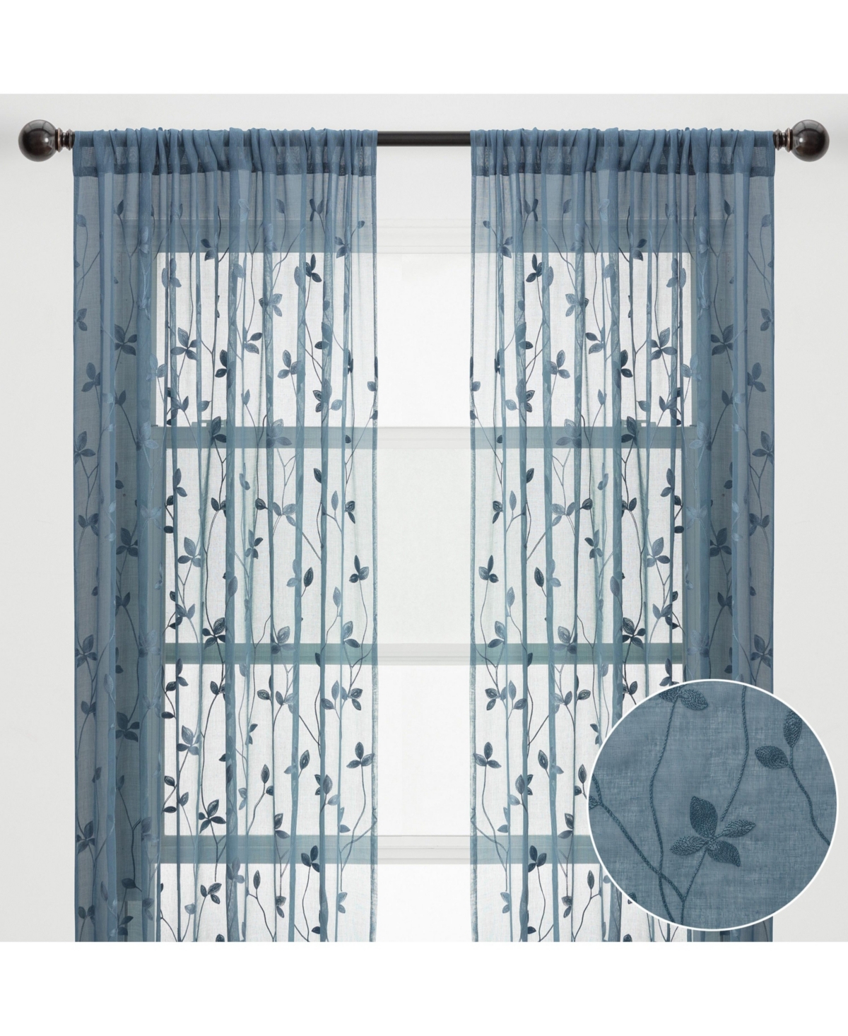 Chanasya Premium Embroidered Vine Curtains - Sheer Curtains for Living Room, Bedroom, Kitchen - 52