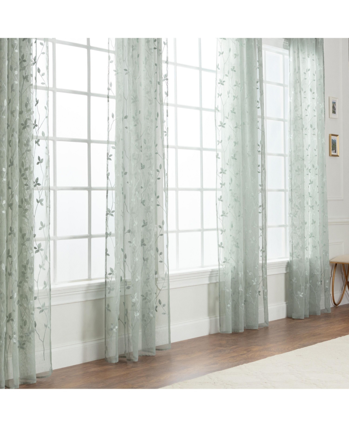 Chanasya Premium Embroidered Vine Curtains - Sheer Curtains for Living Room, Bedroom, Kitchen - 52