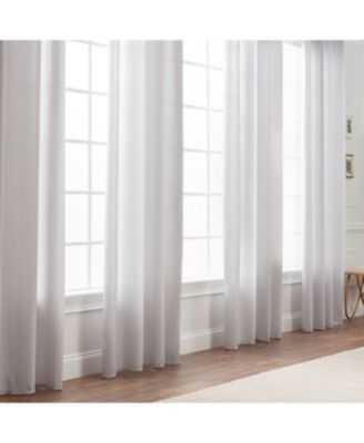 Premium Beige Silky Velvet Textured Sheer Curtains - Lightweight Curtain for Living Room Bedroom Windows - Light Filtering Elegant Drapes with Grommets - 96 Inches Long - 2 Panel Set