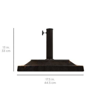 26lb Heavy-Duty Steel Square Patio Umbrella Base Stand w/ Decorative Basketweave Pattern - Bronze
