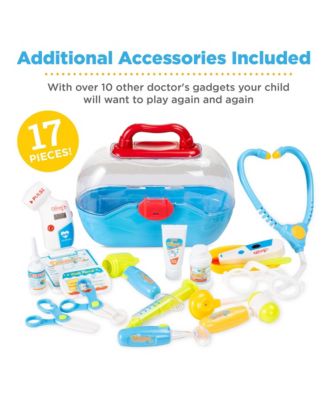 Play Doctor Kit for Kids, Pretend Medical Station Set with Carrying Case, Mobile Cart