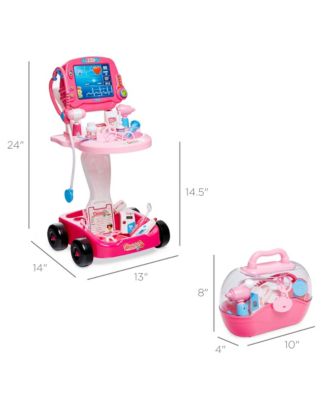 Play Doctor Kit for Kids, Pretend Medical Station Set with Carrying Case, Mobile Cart