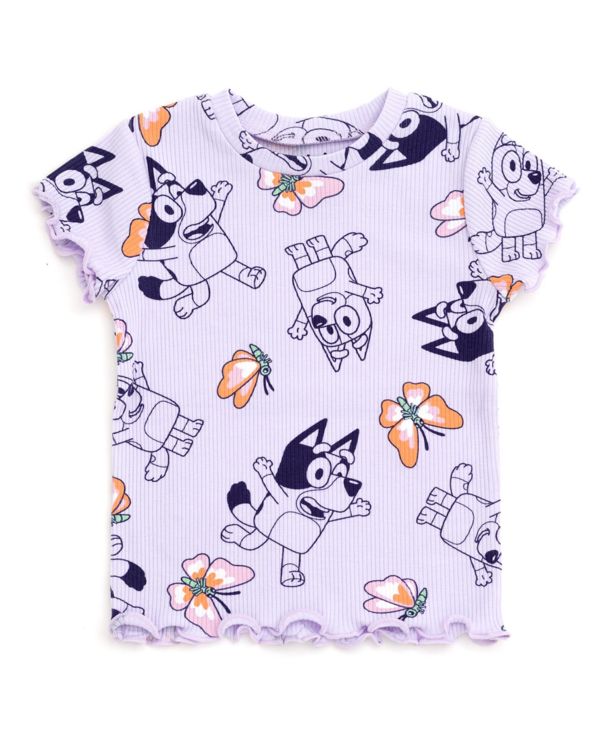 Bluey Toddler Girls Ribbed T-Shirt and Shorts Outfit Set