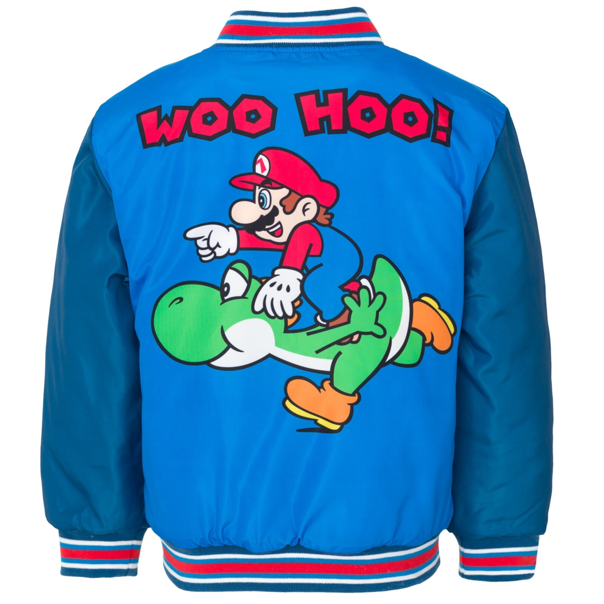 Super Mario Boys Nintendo Zip Up Varsity Bomber Jacket to (4 - 14-16) -/ navy